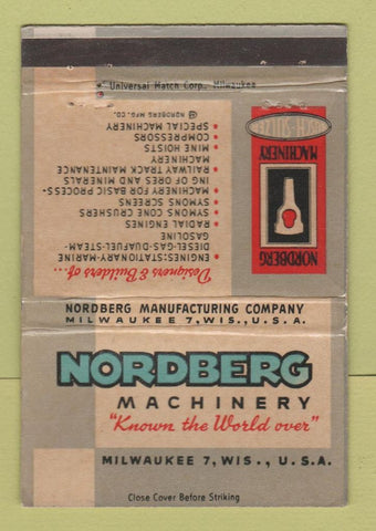 Matchbook Cover - Nordbeck Machinery Milwaukee WI WORN 40 Strike