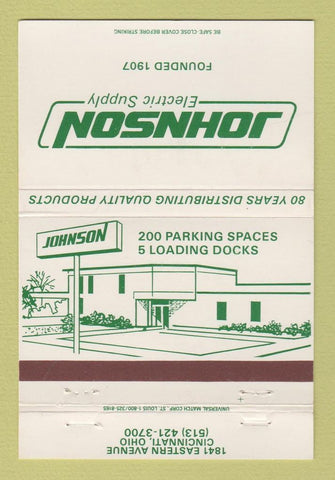 Matchbook Cover - Johnson Electric Supply Cincinnati OH 40 Strike