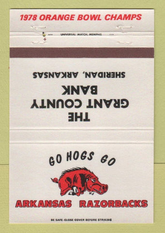 Matchbook Cover - Grant Bank Sheridan AR Razorbacks Schedule 40 Strike