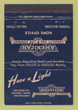 Matchbook Cover - American Casualty Life Insurance Dallas TX 40 Strike