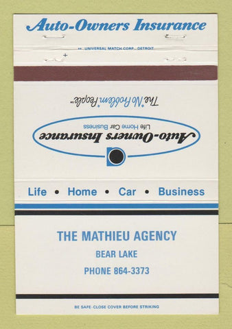 Matchbook Cover - Auto Owners Insurance Mathieu Bear Lake MI 40 Strike