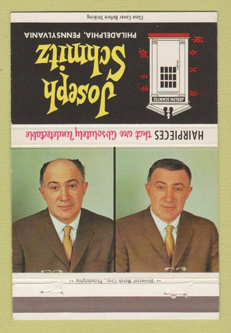 Matchbook Cover - Joseph Schmitz Hairpieces Toupee Philadelphia PA 40 Strike