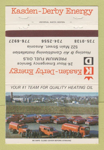 Matchbook Cover - Kasden Derby Energy Ansonia CT 40 Strike