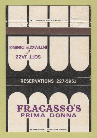 Matchbook Cover - Fracasso's Prima Donna Portalnd OR 40 Strike