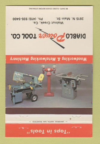 Matchbook Cover - Diablo Power Tools Walnut Creek CA 40 Strike