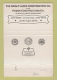 Matchbook Cover - Great Lakes Construction Power Cleveland OH 40 Strike