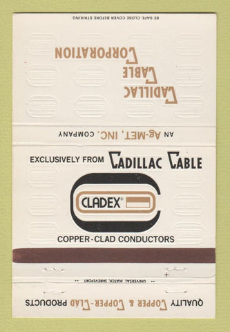 Matchbook Cover - Cadillac Cable Corp Cladex Bossier City LA 40 Strike