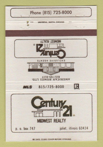 Matchbook Cover - Century 21 Real Estate Joliet IL 40 Strike