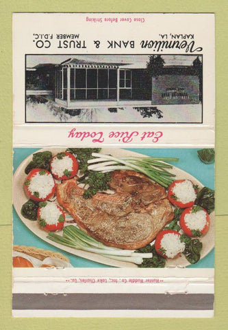 Matchbook Cover - Vermilion Bank Trust Kaplan LA 40 Strike