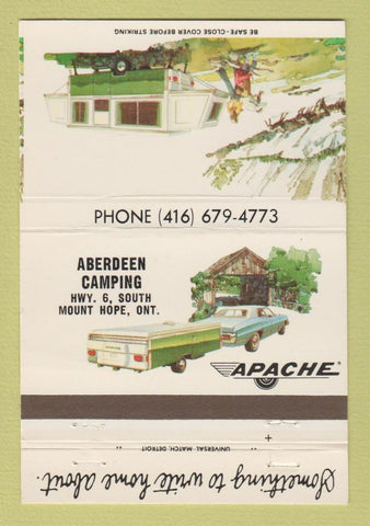 Matchbook Cover - Apache Campers Aberdeen Mount Hope ON 40 Strike