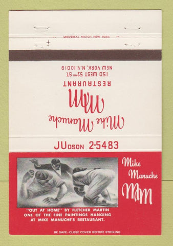 Matchbook Cover - Mike Manuche Restaurant New York City baseball 40 Strike