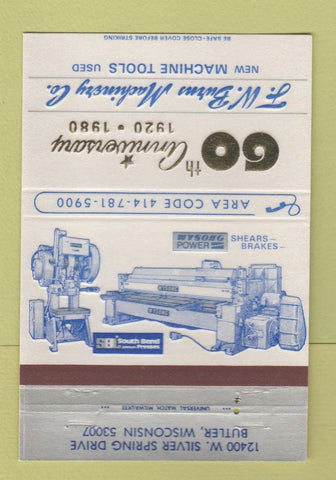 Matchbook Cover - FW Burns Machinery Butler WI 1980 40 Strike