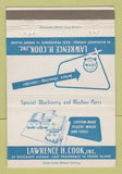 Matchbook Cover - Lawrence Cook Plastic Molds Tools Providence RI 40 Strike