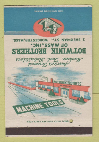 Matchbook Cover - Botwinik Brothers Machine Tools Worcester MA 40 Strike