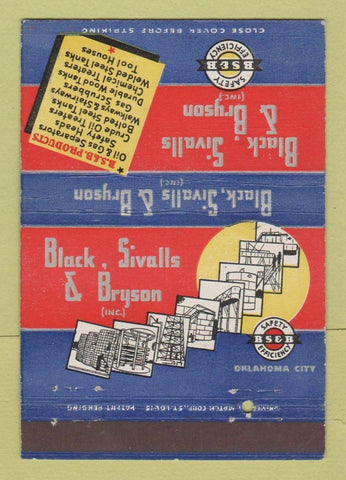 Matchbook Cover - Black Sivalls Bryson Oklahoma City OK chemical pumps 40 Strike