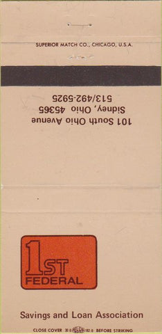 Matchbook Cover - 1st Federal Savings  and  Loan Sidney OH 30 Strike