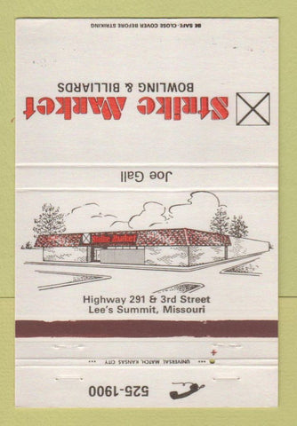 Matchbook Cover - Strike Market Bowling Lee's Summit MO billiards 40 Strike
