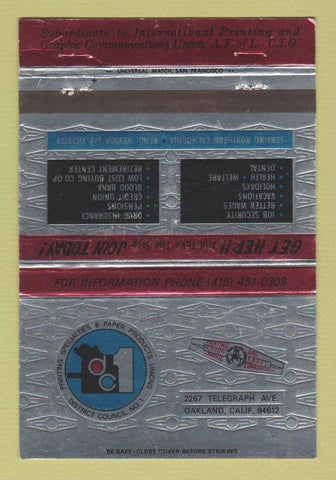 Matchbook Cover - Printing Specialties Paper Products Oakland CA 40 Strike