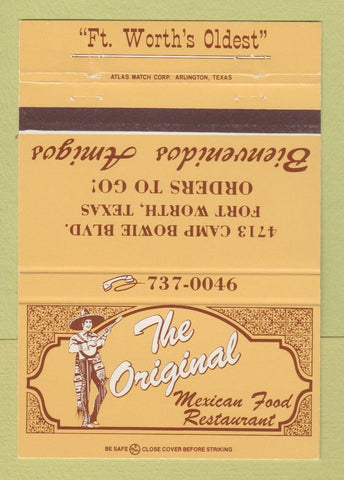 Matchbook Cover - Original Mexican Restaurant Fort Worth TX 40 Strike