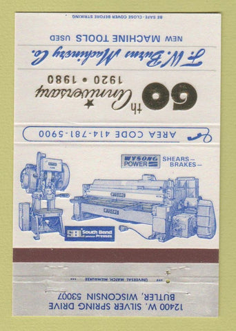 Matchbook Cover - FW Burns Machinery Butler WI 1980 40 Strike