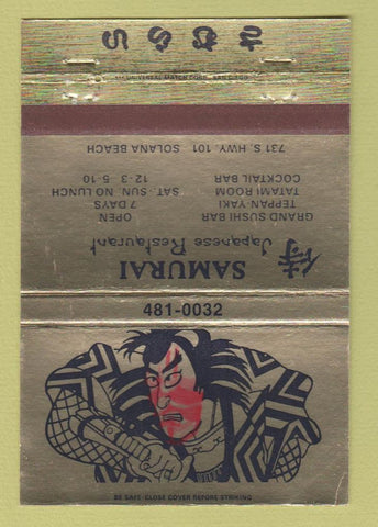 Matchbook Cover - Samurai Japanese Restaurant Solana Beach CA 40 Strike