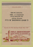 Matchbook Cover - Union Central Insurance Dewey Hammond Rochester NY 40 Strike
