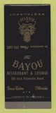 Matchbook Cover - Bayou Restaurant Boca Raton FL 30 Strike