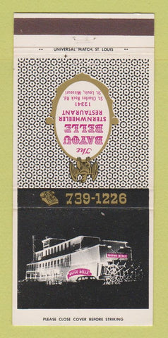 Matchbook Cover - Bayou Belle Restaurant St Louis MO 30 Strike