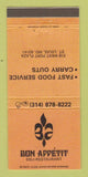 Matchbook Cover - Bon Appetit Restaurant St Louis MO 30 Strike