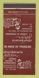 Matchbook Cover - Churrascaria Jardin Restaurant Rio De Janeiro Brazil 30 Strike