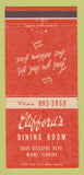 Matchbook Cover - Clifford's Dining Room Restaurant Miami FL 30 Strike