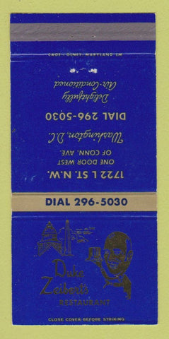 Matchbook Cover - Duke Zeibert's Restaurant Washington DC BLUE 30 Strike