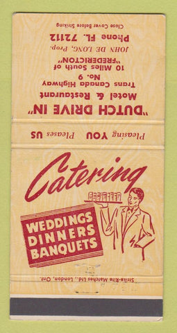Matchbook Cover - Dutch Drive In Motel Restaurant near Fredericton NB 30 Strike
