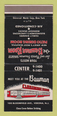 Matchbook Cover - Bauman Restaurant Verona NJ 30 Strike