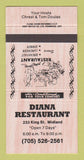 Matchbook Cover - Diana Restaurant Midland ON 30 Strike