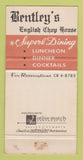 Matchbook Cover - Bentley's Restaurant Beverly Hills CA WEAR 30 Strike