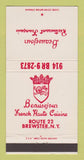 Matchbook Cover - Beausejour French Restaurant Brewster NY 30 Strike