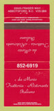Matchbook Cover - Da Mario Italian Restaurant Abbotsford BC 30 Strike