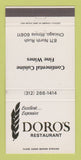 Matchbook Cover - Doro's Restaurant Chicago IL 30 Strike