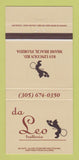 Matchbook Cover - Da Leo Trattoria Italian Restaurant Miami Beach FL 30 Strike