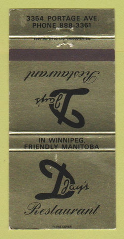 Matchbook Cover - D Jay's Restaurant Winnipeg MB 30 Strike
