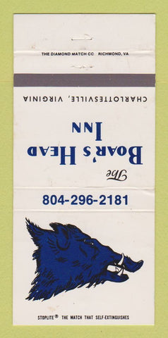 Matchbook Cover - Boar's Head Inn Charlottesville VA 30 Strike