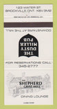 Matchbook Cover - Dusty Miller Pub Shepherd Grist Mill Brockville ON 30 Strike