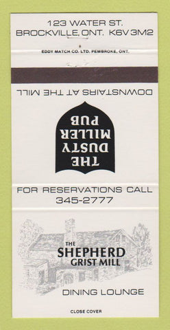 Matchbook Cover - Dusty Miller Pub Shepherd Grist Mill Brockville ON 30 Strike