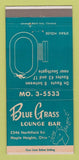 Matchbook Cover - Blue Grass Lounge Bar Maple Heights OH 30 Strike
