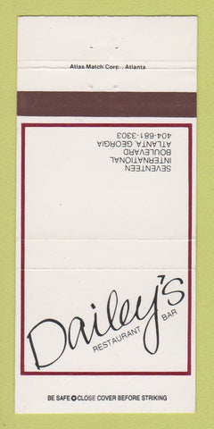 Matchbook Cover - Dailey's Restaurant Bar Atlanta GA 30 Strike
