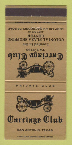 Matchbook Cover - Carriage Club San Antonio TX 30 Strike