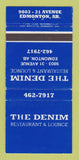 Matchbook Cover - The Denim Restaurant Edmonton AB 30 Strike