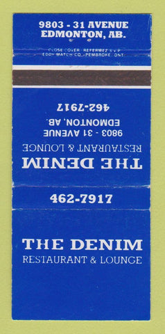 Matchbook Cover - The Denim Restaurant Edmonton AB 30 Strike