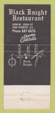 Matchbook Cover - Black Knight Restaurant Oak Forest IL 30 Strike